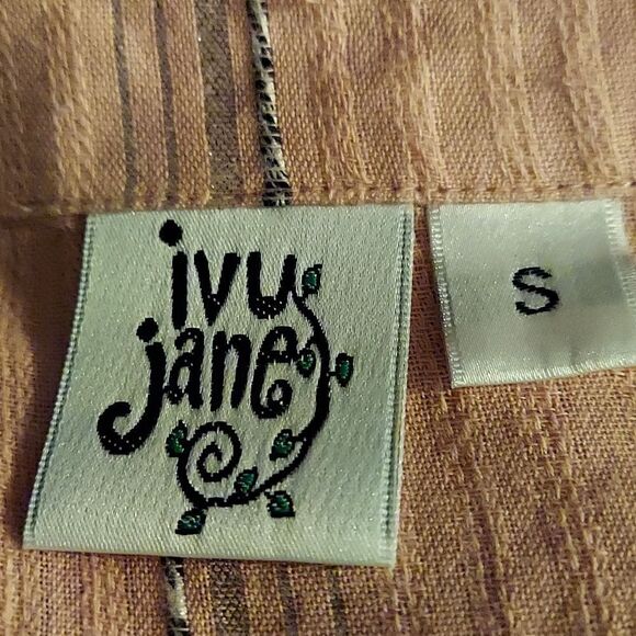 Ivy Jane Embroidered Bohemian Blouse Metallic Silver Size S - Picture 10 of 11